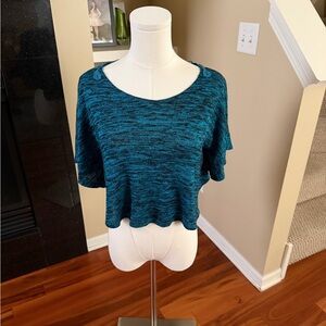 Energie Teal and Black Knit Cropped Top